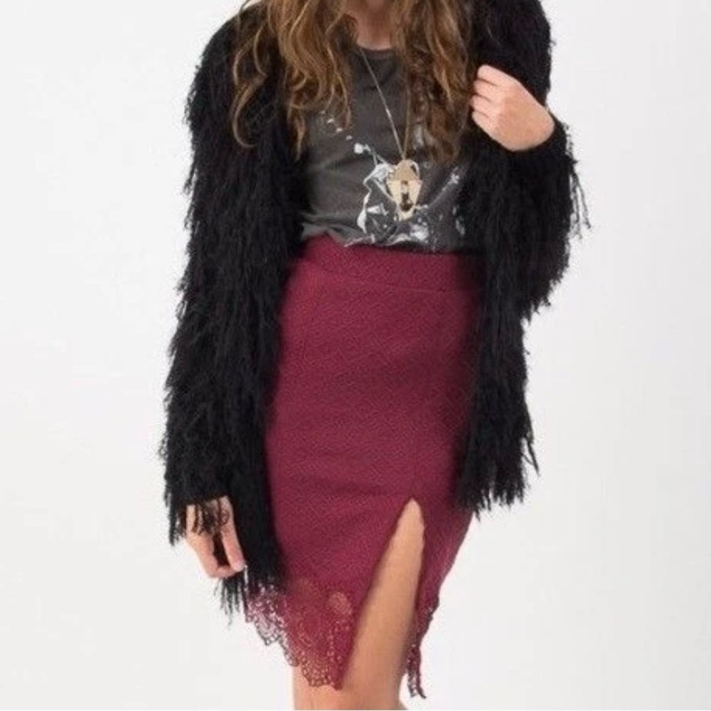 NWT Free People StoryTeller Pencil Skirt shiraz‎ Size M
